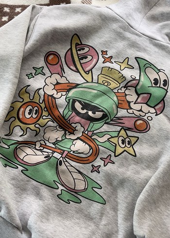 l Beden Gri oversize kapişonlu sweatshirt
