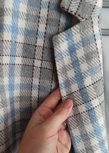 Düğmeli Ekose Desenli Kadın Blazer Ceket - Görsel 2