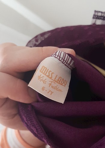 Kız Çocuk Mor Dantel Detaylı Strappy Elbise - Görsel 6