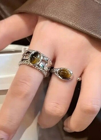  Beden ELİMDE VAR kararmaz vintage yüzük set