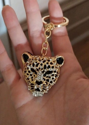 Beden MEVCUTTUR Parlak Altın Leopar Figürlü Anahtarlık