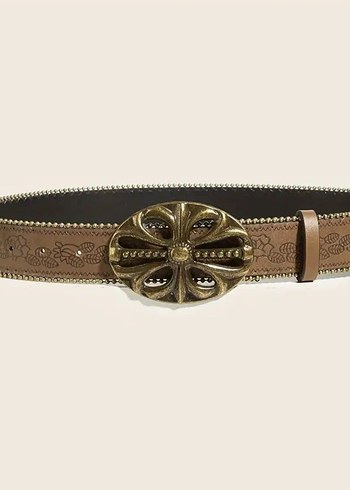 Zara MEVCUTTUR Kahverengi Deri Vintage Kemer