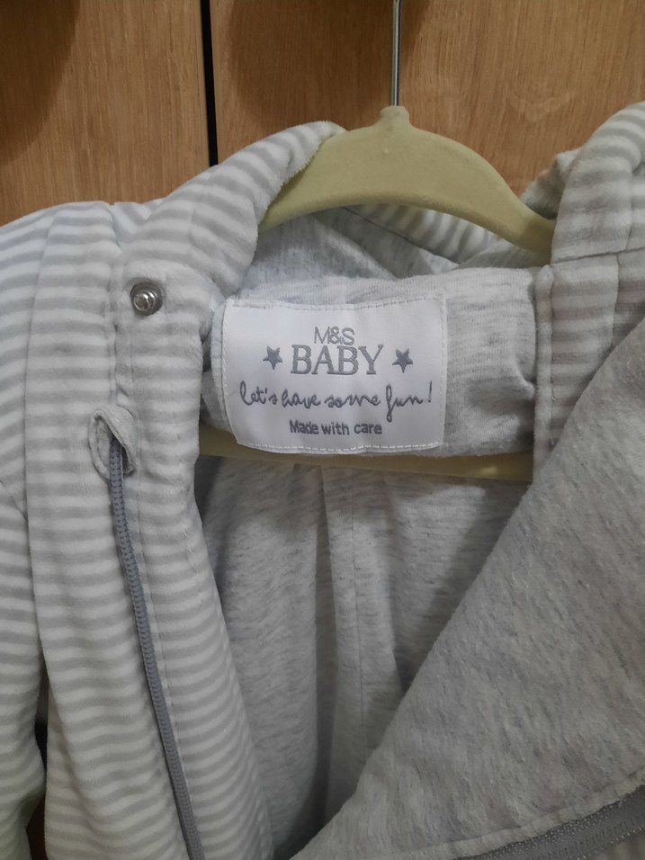 Gri Bebek Tulum, Fermuarlı, Kapüşonlu Marks&Spencer marka. - Görsel 2