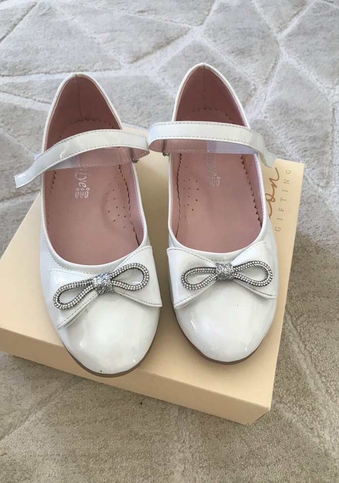 Kız Çocuk Beyaz Fiyonk Detaylı Babet - Görsel 2