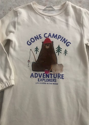 Kız Çocuk Bej Uzun Kollu Baskılı Tişört - Görsel 3