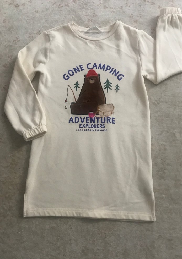 Kız Çocuk Bej Uzun Kollu Baskılı Tişört - Görsel 2