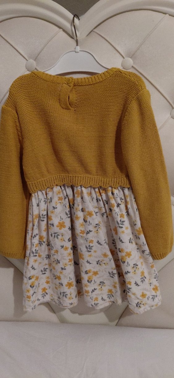 Kız Çocuk Sarı Triko Elbise - Görsel 2