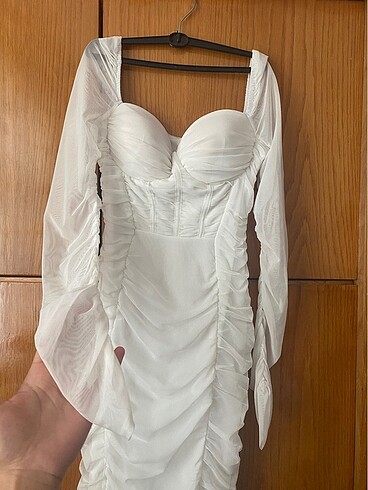 Diğer Beyaz midi elbise nikah elbisesi