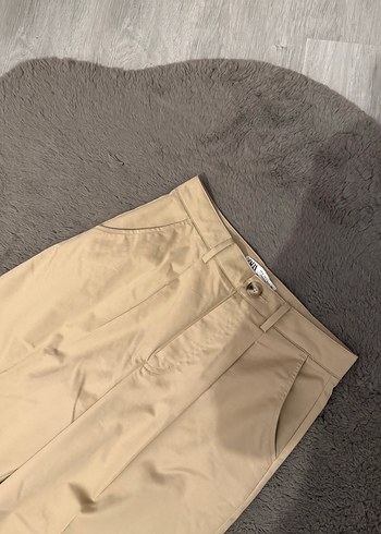 34 Beden Zara Bej Midi Kumaş Pantolon