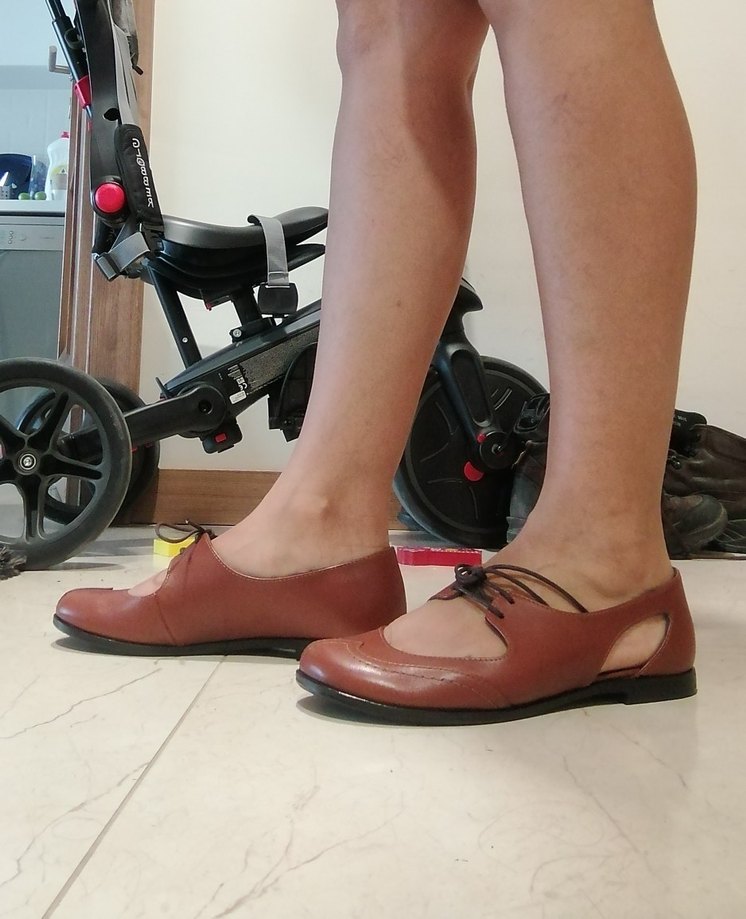 Kahverengi Deri Retro Stiletto Kadın Ayakkabı - Görsel 2