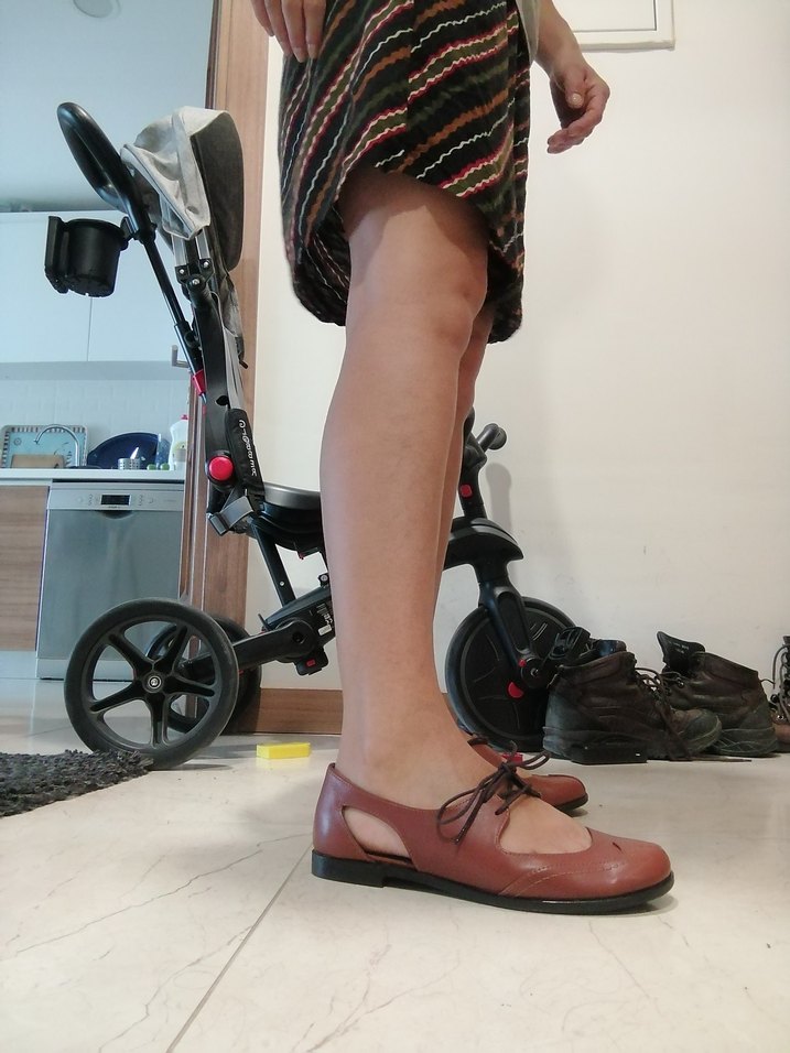 Kahverengi Deri Retro Stiletto Kadın Ayakkabı - Görsel 4