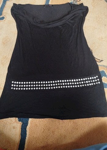 Siyah Düğmeli Uzun tişort Eteği - Görsel 5