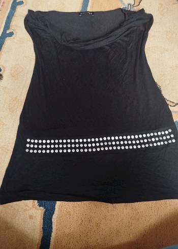 Siyah Düğmeli Uzun tişort Eteği - Görsel 4