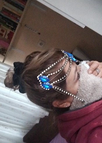 Mavi Parlak Payetli Kadın Saç Aksesuarı - Görsel 2