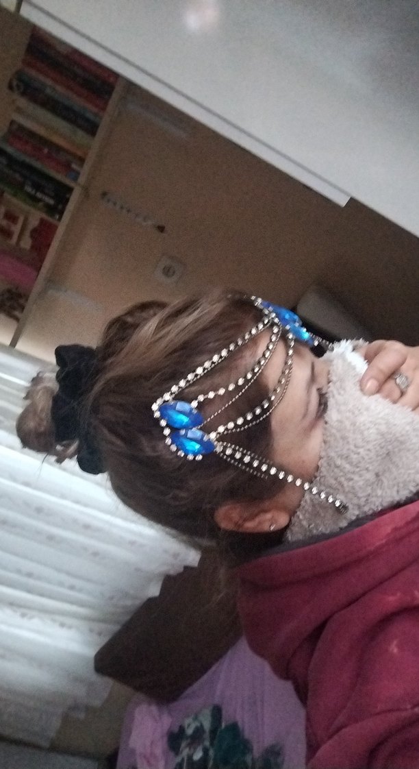 Mavi Parlak Payetli Kadın Saç Aksesuarı - Görsel 2