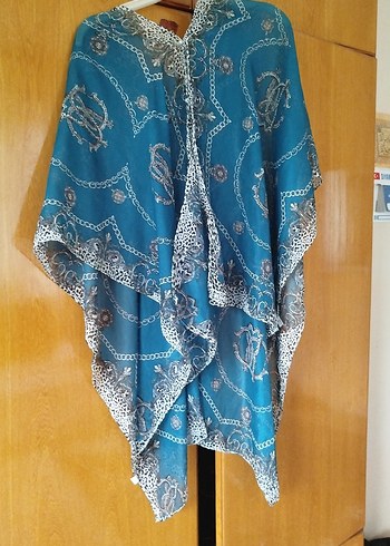 Zincir Detaylı Turkuaz Kadın Şal - Görsel 4