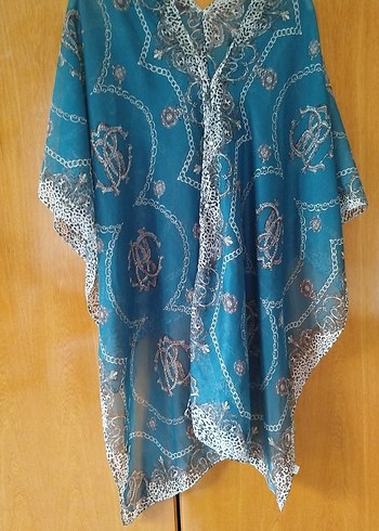 Zincir Detaylı Turkuaz Kadın Şal - Görsel 3