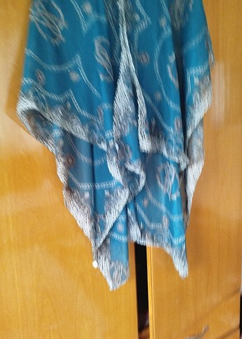 Zincir Detaylı Turkuaz Kadın Şal - Görsel 5