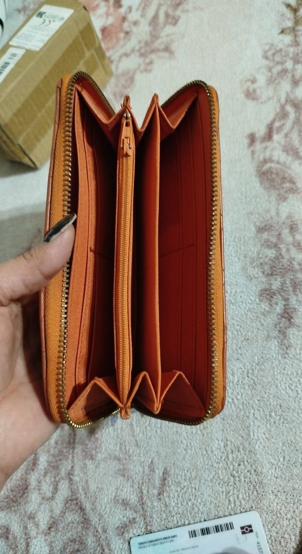 Kahverengi Deri Fermuarlı Kadın Cüzdanı - Görsel 4