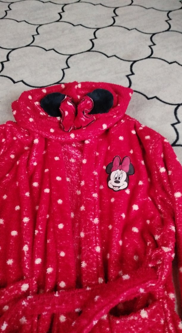 Kız Çocuk Pembe Baskılı Polar Bornoz - Görsel 2