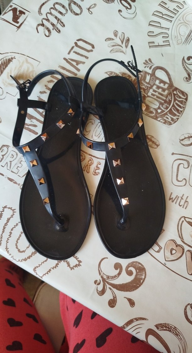 Siyah Zımbalı Kadın Dolgu  Sandalet - Görsel 2