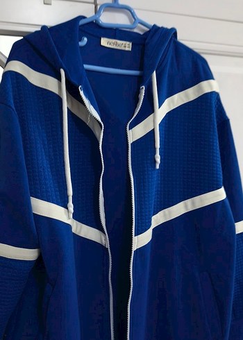 Diğer Sehir Stili Mavi Kapusonlu Sweatshirt