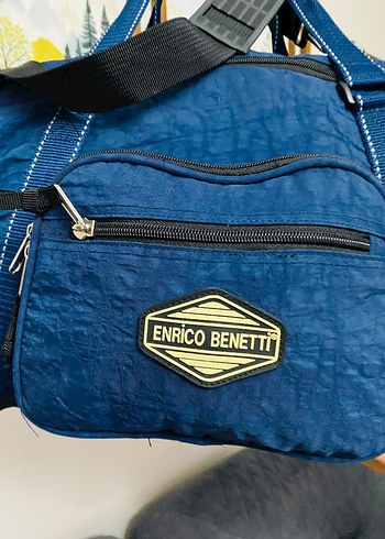 enrico benetti İtalyan malı  Lacivert Baskılı Erkek Spor Çantası - Görsel 5