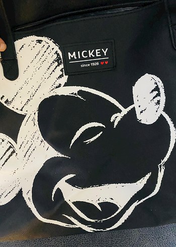 Siyah Deri Mickey Baskılı Kadın Çanta - Görsel 9