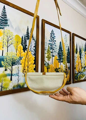 Sarı Desenli Deri Bel Detaylı Kadın Çanta - Görsel 2