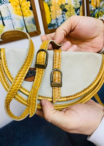 Sarı Desenli Deri Bel Detaylı Kadın Çanta - Görsel 6