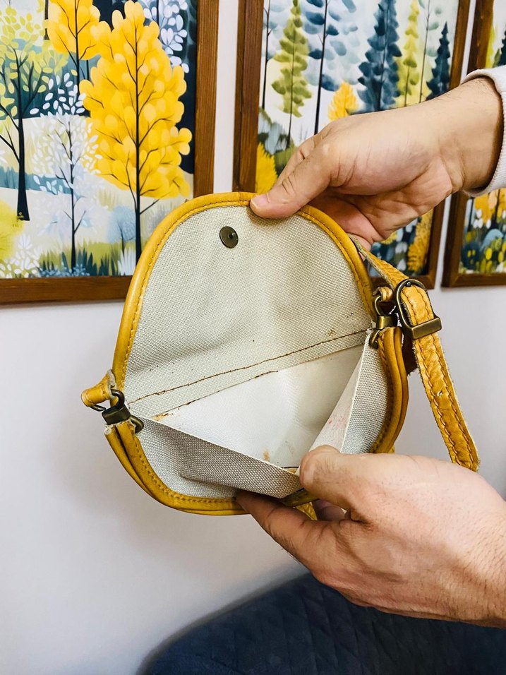 Sarı Desenli Deri Bel Detaylı Kadın Çanta - Görsel 3