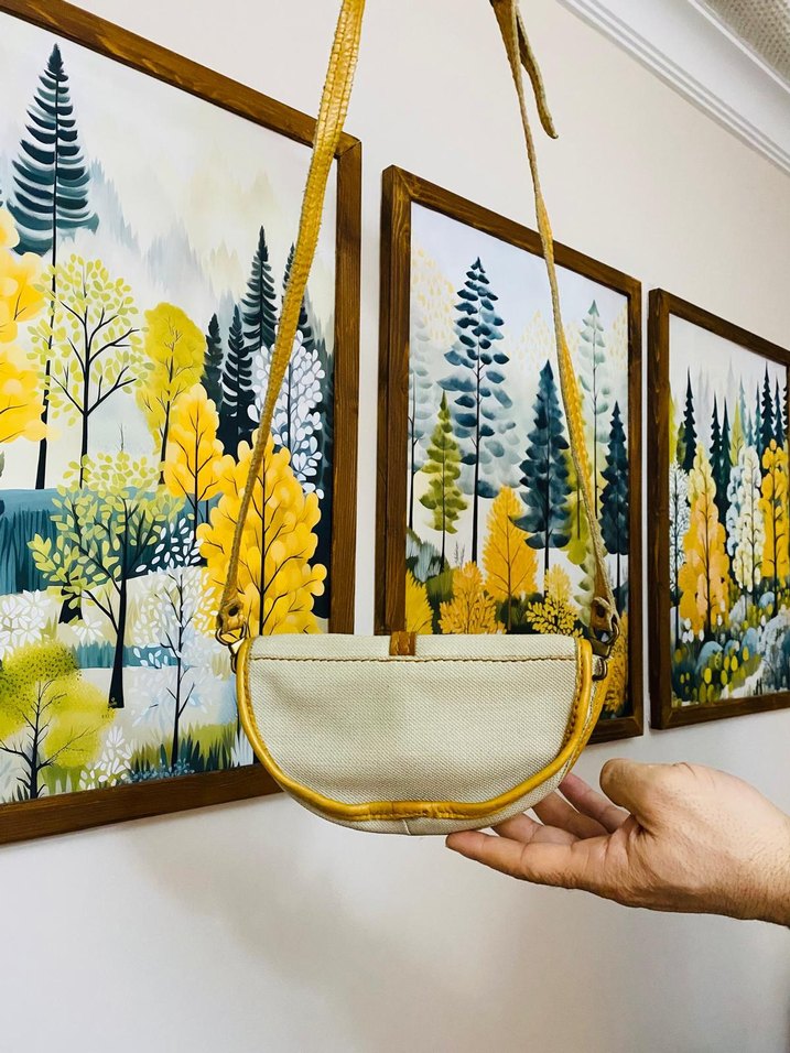 Sarı Desenli Deri Bel Detaylı Kadın Çanta - Görsel 2