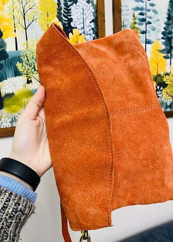 PROMOD Turuncu Süet Bel Detaylı Bohem Kadın Çanta - Görsel 6