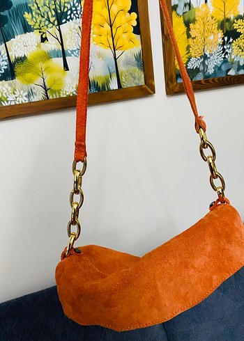 PROMOD Turuncu Süet Bel Detaylı Bohem Kadın Çanta - Görsel 5