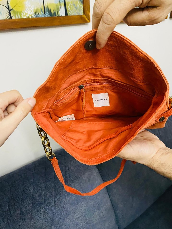 PROMOD Turuncu Süet Bel Detaylı Bohem Kadın Çanta - Görsel 4