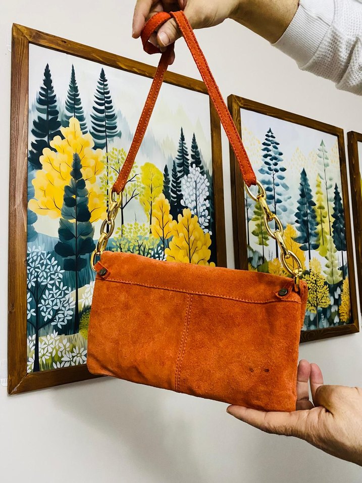 PROMOD Turuncu Süet Bel Detaylı Bohem Kadın Çanta - Görsel 2