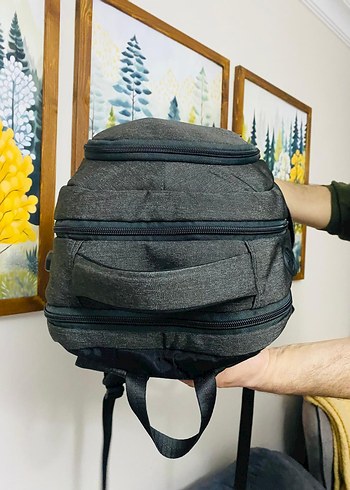 Gri Baskılı Erkek Sırt Çantası miracle marka USB - Görsel 6