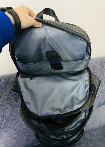 Gri Baskılı Erkek Sırt Çantası miracle marka USB - Görsel 10