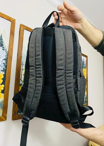 Gri Baskılı Erkek Sırt Çantası miracle marka USB - Görsel 4