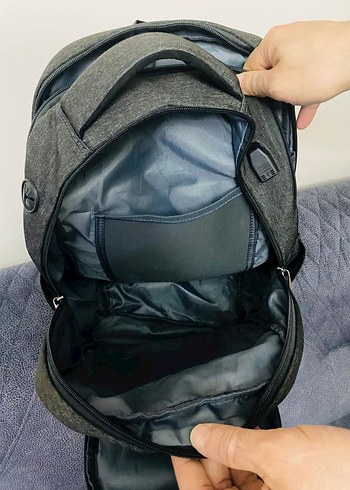 Gri Baskılı Erkek Sırt Çantası miracle marka USB - Görsel 9