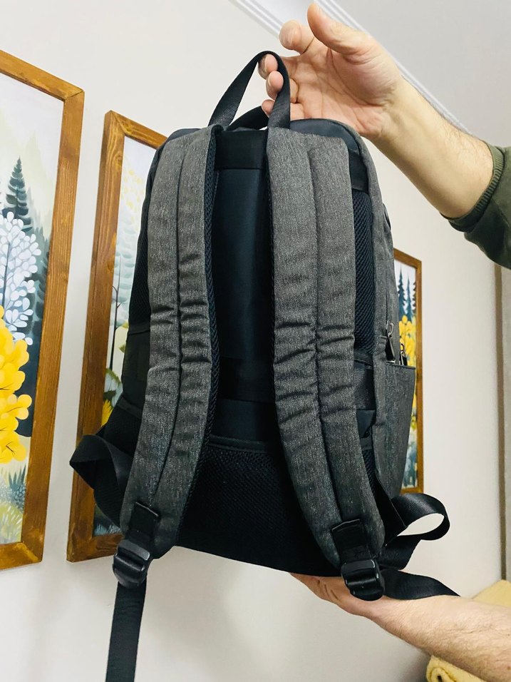 Gri Baskılı Erkek Sırt Çantası miracle marka USB - Görsel 4