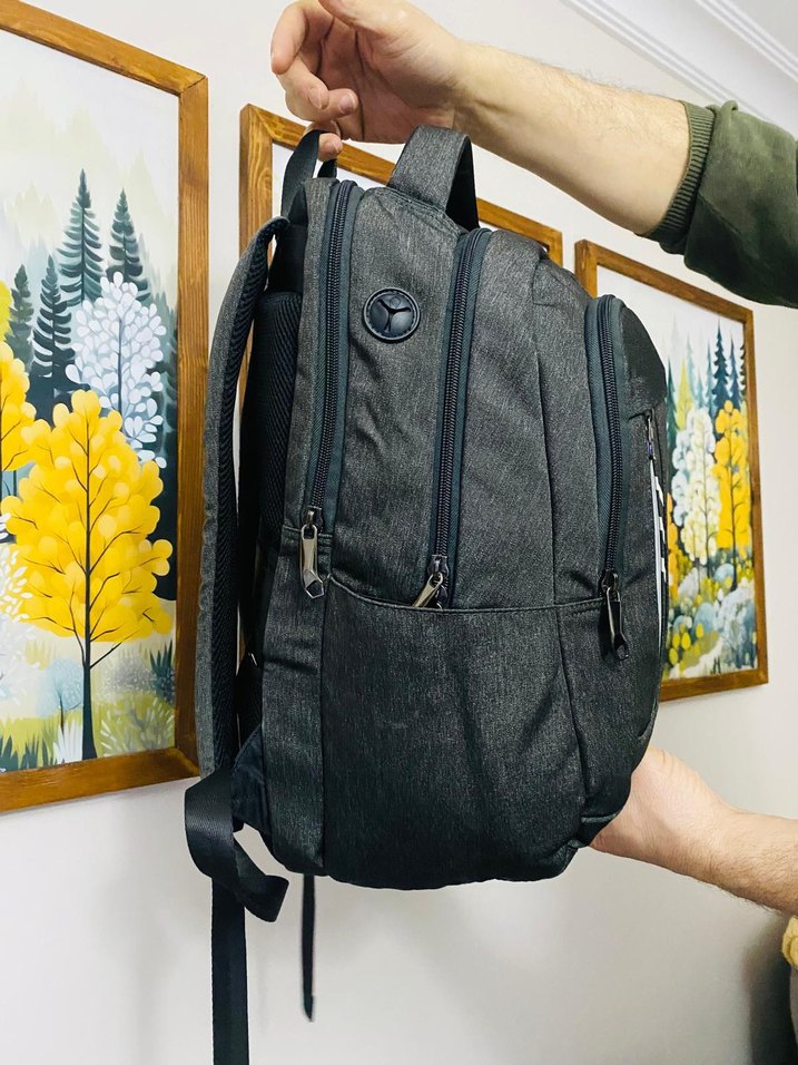 Gri Baskılı Erkek Sırt Çantası miracle marka USB - Görsel 3