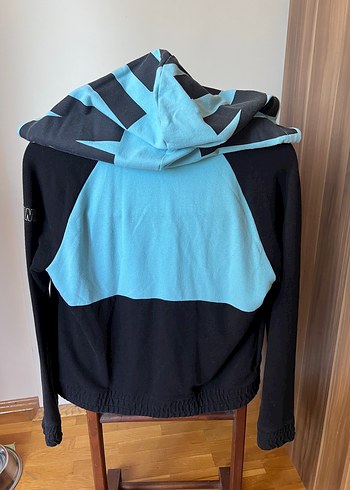 l Beden mavi Renk Mavi Siyah Fermuarlı Kapüşonlu Sweatshirt
