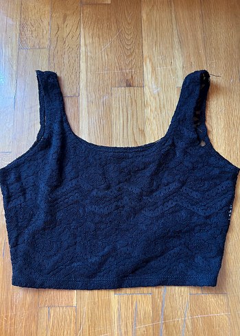 Dantelli Siyah Kadın Crop Top