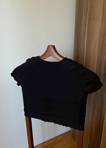H&M Siyah Baskılı Kısa Kollu Tişört
