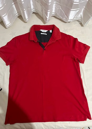 @Calvin Klein Kırmızı Düğmeli Erkek Polo Tişört