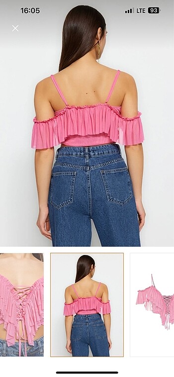 34 Beden pembe Renk Pembe tüllü crop