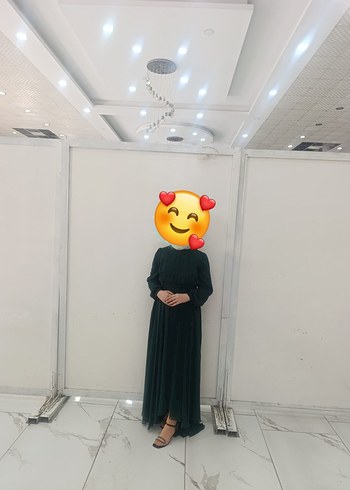 zümrüt Uzun Yüksek Yaka Abiye Elbise