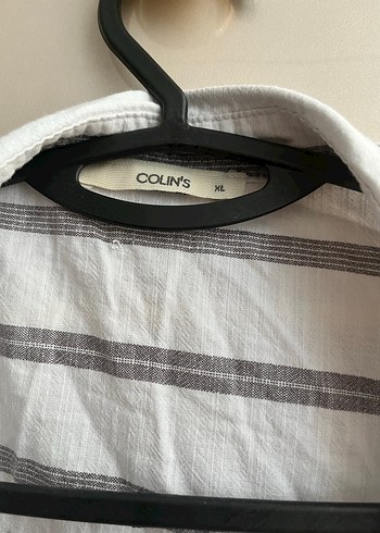 xl Beden gri Renk Gri Çizgili Kadın Keten Gömlek