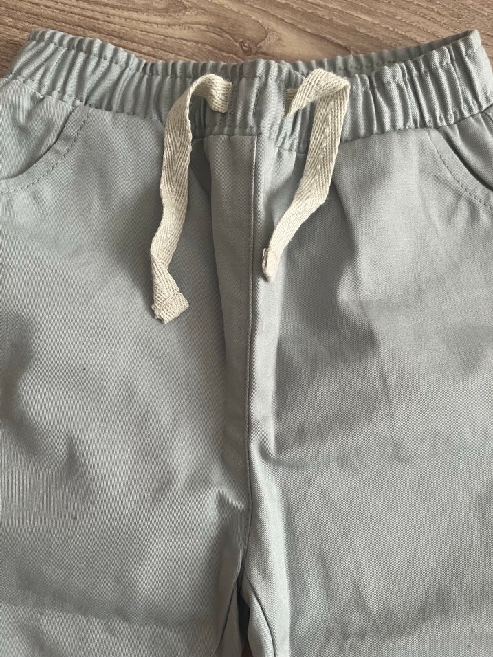 Su yeşili Erkek Çocuk Keten Pantolon - Görsel 2